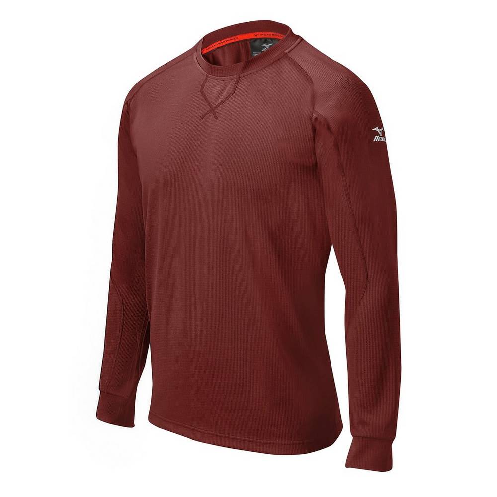 Panske Treningove Oblecenie Mizuno Comp Long Sleeve Training Baseball Bordove Vypredaj SUPI53690